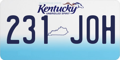 KY license plate 231JOH