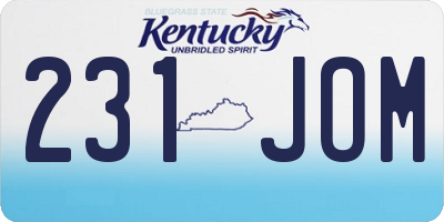KY license plate 231JOM