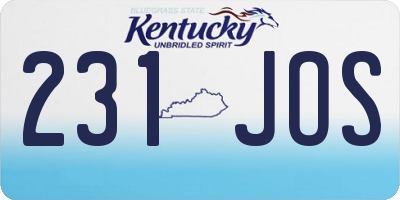 KY license plate 231JOS