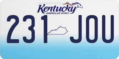 KY license plate 231JOU