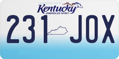 KY license plate 231JOX