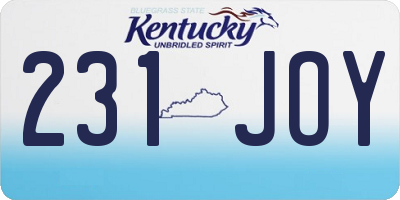 KY license plate 231JOY