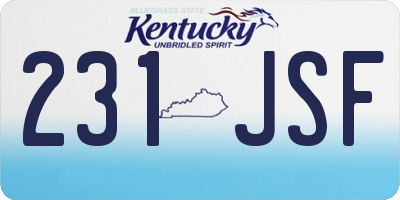 KY license plate 231JSF
