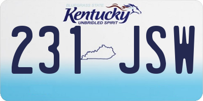 KY license plate 231JSW