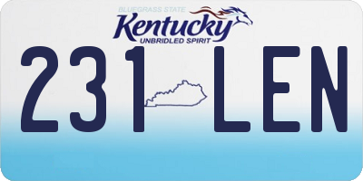 KY license plate 231LEN