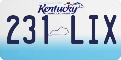 KY license plate 231LIX