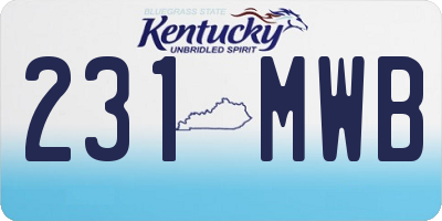 KY license plate 231MWB