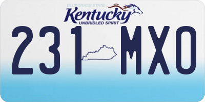 KY license plate 231MXO