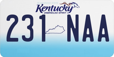 KY license plate 231NAA