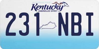 KY license plate 231NBI