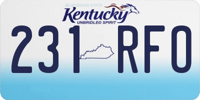 KY license plate 231RFO