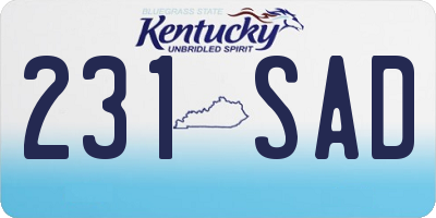 KY license plate 231SAD