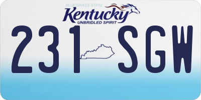 KY license plate 231SGW