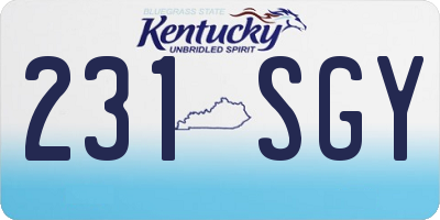 KY license plate 231SGY