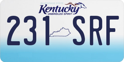 KY license plate 231SRF