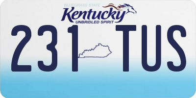 KY license plate 231TUS
