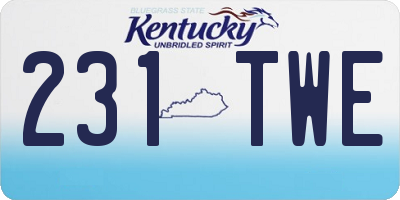 KY license plate 231TWE
