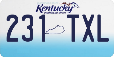 KY license plate 231TXL