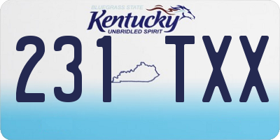 KY license plate 231TXX
