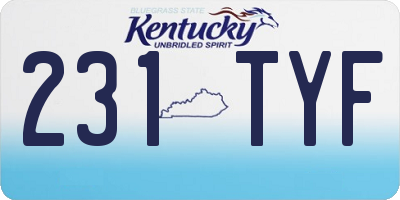 KY license plate 231TYF
