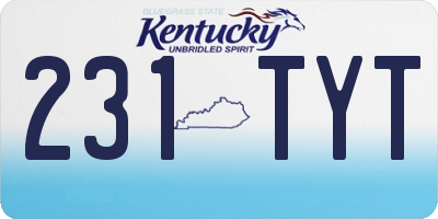 KY license plate 231TYT