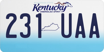 KY license plate 231UAA