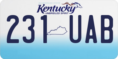 KY license plate 231UAB