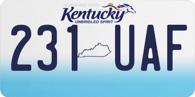 KY license plate 231UAF