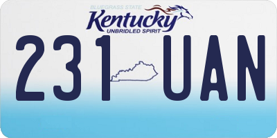 KY license plate 231UAN