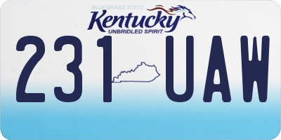 KY license plate 231UAW