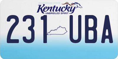 KY license plate 231UBA