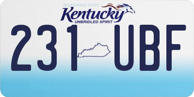 KY license plate 231UBF