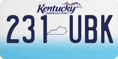 KY license plate 231UBK