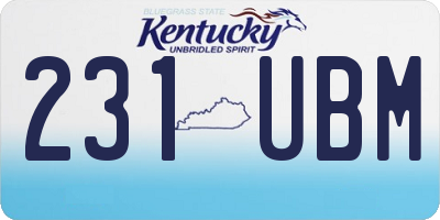 KY license plate 231UBM