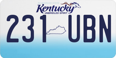 KY license plate 231UBN