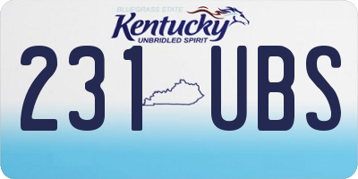KY license plate 231UBS