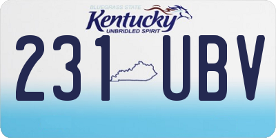 KY license plate 231UBV