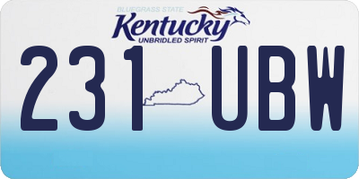 KY license plate 231UBW