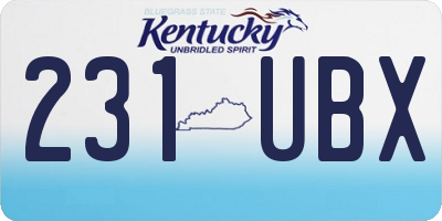 KY license plate 231UBX