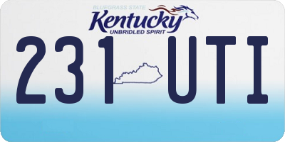 KY license plate 231UTI