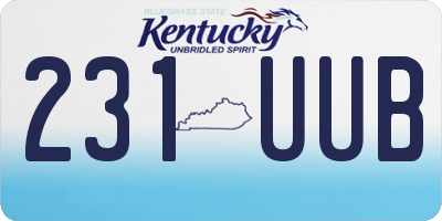 KY license plate 231UUB