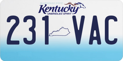 KY license plate 231VAC