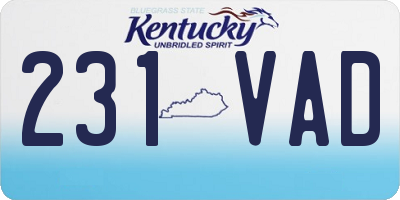 KY license plate 231VAD