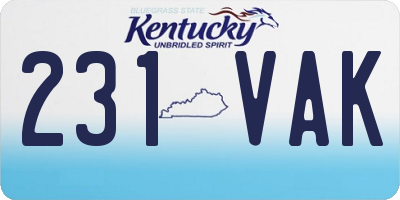 KY license plate 231VAK