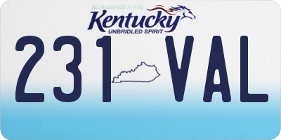 KY license plate 231VAL