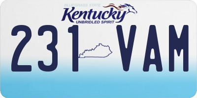 KY license plate 231VAM