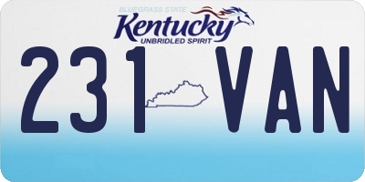 KY license plate 231VAN