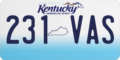 KY license plate 231VAS