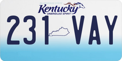 KY license plate 231VAY