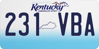 KY license plate 231VBA